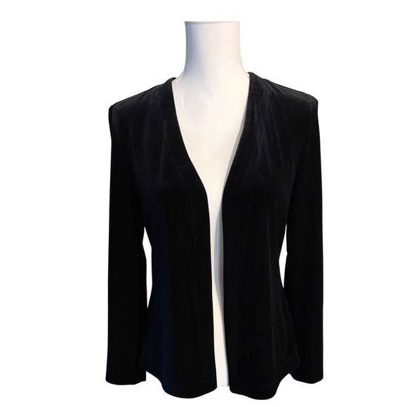 Alex Evenings Sweaters - Alex Evenings Wmns Black Velvet Open Front Cardigan Jacket Size M Formal Evening